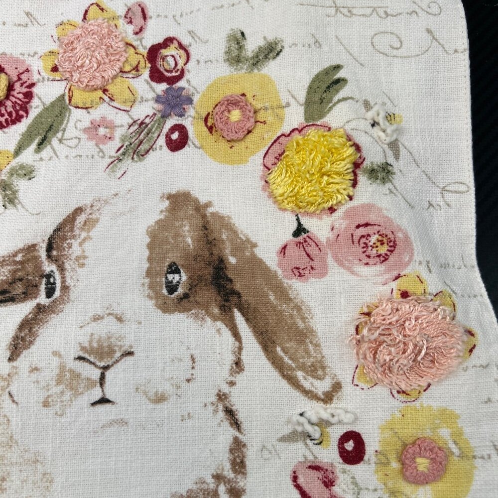 Pier 1 Imports Floral Embellished Easter Bunny Rabbit Table Runner 70"x12” - Picture 2 of 11